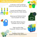 Kids Gardening Tools Set - 12 Pcs Colorful Metal Garden Tools Set For Children Include Child Safe Rake Shovel With Cute Handle Design Gardening Kit Outdoor Toys Gift For Kid Age 3 4 5 6 7 8 (Green)