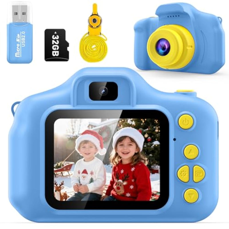 Kids Camera Toys Christmas Birthday Gifts For Boys And Girls Kids Toys 3 4 5 6 7 8 9 Year Old Hd Digital Video Camera For Toddler With 32Gb Sd Card (Blue)