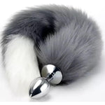 Tail Plug Anal Butt Plug, Butt Plug Faux Fur Tail Anal Sex Toys Buttplug Wolf Tail Toys Stainless Steel But Plug Butt Toys Sex Toys For Women Cosplay Adult Sex Toys For Women Men Couple (Grey)