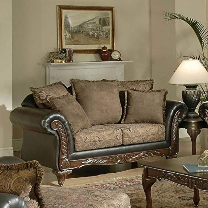 San Marino 2-Tone Fabric Loveseat Love Seats, Chocolate