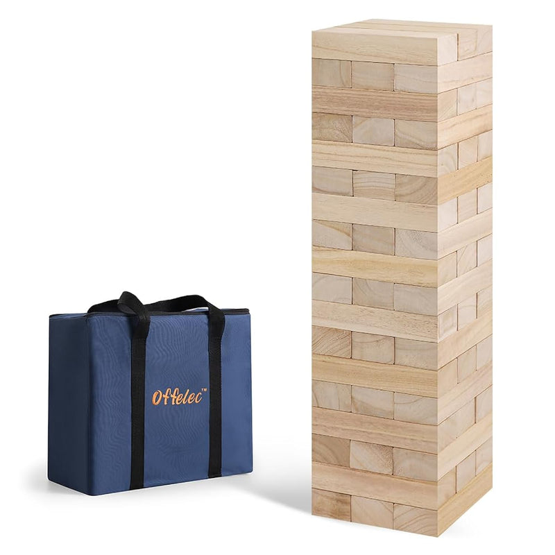 Large Tumble Tower Game, Giant Wooden Blocks Lawn Yard Games 1.8 Ft Tall Gr