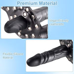 Double-Cock Dildo Penis Mouth Gag Plug, Padlock Ball Gag,Adjustable Bondage Leather Strap,Bdsm Sex Toys For Man Women Couple,7.48 Inch