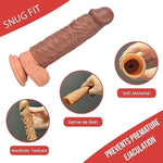 Penis Sleeve Extender Cock Sleeve Extension Sheath Silicone Penis Ring Enlarge Thicken Reusable Realistic Condom Enlarger Male Sex Toy for Men Couples