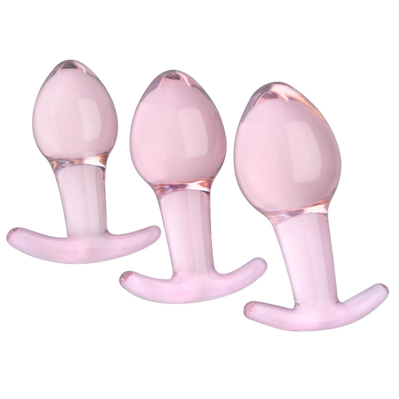 Anal Butt Plug Training Kit 3 Pcs Crystal Anal Trainer With Enlarged Base Anal Adult Sex Toy For Men Women Couple Masturbation