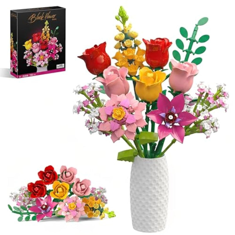 Flowers Bouquet Building Set, 765Pcs Wildflower Botanical Collection Kit, Artificial Plant Floral Toy For Adults Women Kids Girls, Home Office Decor Gift For Christmas, Valentine'S Day, Mother'S Day