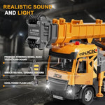 Kids Toys For 3 4 5 6 7 Years Old Boys, Die-Cast Construction Toys Set W/Lights & Sounds, 29In Crane Arm Alloy Engineering Construction Vehicles Truck Toys, Classics Crane Truck Model