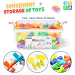 Stem Building Toy For Toddlers 106Pieces Tube Pipe Toy,Educational Preschool Game For 3+ Years,Learning Building Blocks Play With Storage Box Gift Kit,Montessori Toys For Boys & Girls