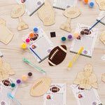 12 Pack Football Party Favors DIY Wood Painting Craft Kit with Bubbles