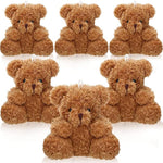 6 Pieces Mini Bear Plush Stuffed 4 Inch Small Bear Bulk Animal Toys For Baby Shower Party Favors Tiny Soft Doll Gifts For Graduation Keychain Bag Charm Supplies(Brown)