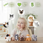 Cat Stuffed Animal House – Plush Kitten Toy Set With 5 Soft Cats – Interactive & Travel-Friendly Kitties Carrier Playset For Toddlers & Kids – Huggable, Portable Birthday Gift For Baby Girls