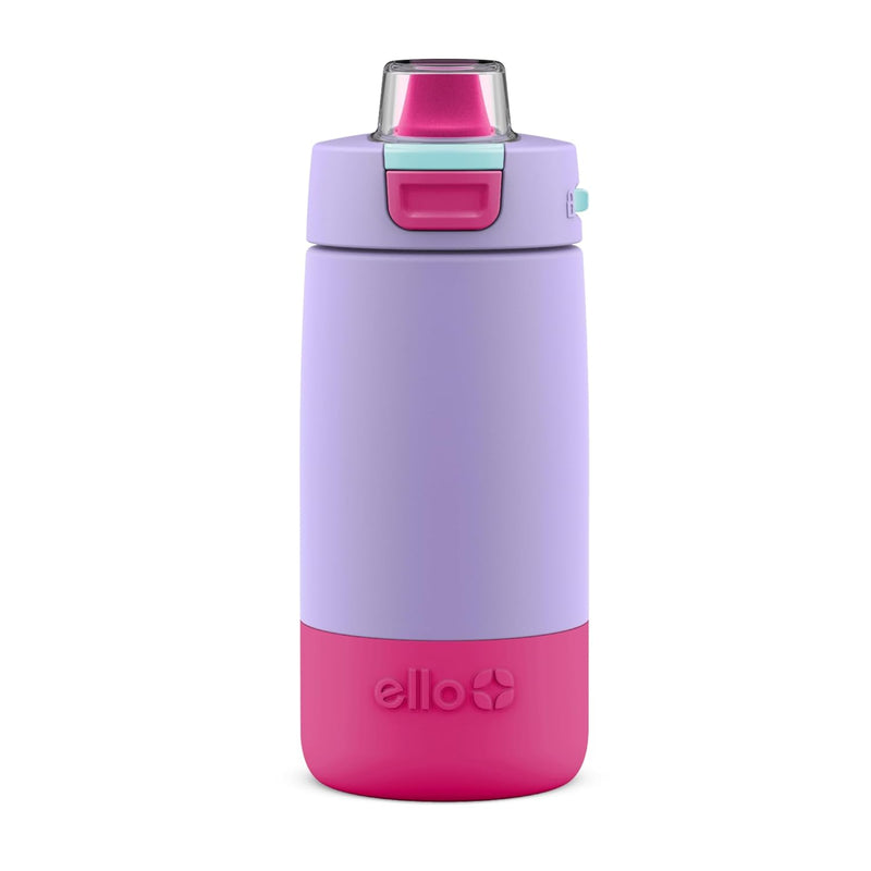 Kids Colby 12oz Stainless Steel Insulated Water Bottle with Straw and Built-In Silicone Coaster Carrying Handle and Leak-Proof Locking Lid for School Backpack, Lunchbox, and Outdoor Sports