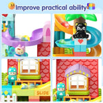 Kid Marble Run Building Blocks With Elevator Spiral Lift,Gift Toy Bricks Marble Maze Ball Race Track Set With Motorized Elevator,Big Blocks Educational Stem For 3 4 5 6 7 8 Year Old Boys Girls