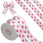 Pink Bow And Cherry Ribbon 10 Yards Bear Ribbon For Baby Shower Birthday Decorations, Classic Grosgrain Ribbon (1 Roll - 0.9 Inch Wide)