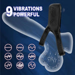 Vibrating Cock Ring,Penis Ring For Men,Silicone Dual Ring Men‘S Vibrator With 9 Vibration Modes,Chastity Devices Male Maturabator Adult Toys Longer Harder Stronger,Male Sex Toy For Men Couple Play