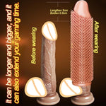 Spikes Penis Sleeve, Textured Cock Sleeve, Men Penis Enlargement Sleeve Girth Extension Enhancer, Sm Penis Sleeve Bondage Restrict Sex Toy (Brown, Dragon Head Set)