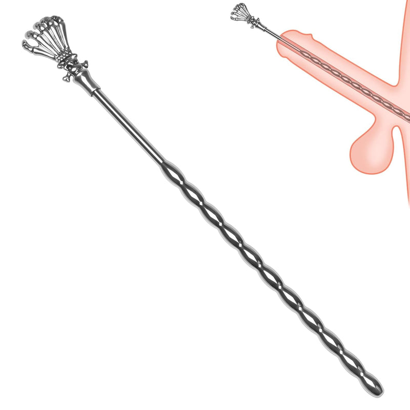 Male Stainless Steel Urethral Dilators Beads Sounding Rod Penis Plug Enhancer With Long Design For Deep Urethra, Unique Skull Grasp Metal Male Stimulating Catheters Sounds Adult Sex Toys