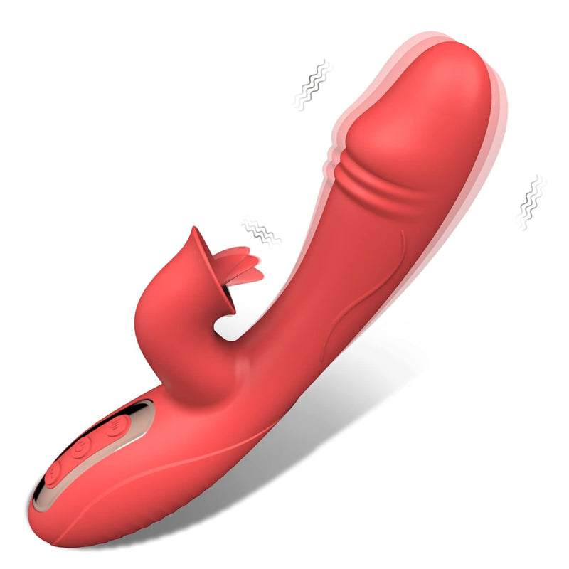 Clitoral G-Spot Vibrator Tongue Licking Toy For Women Pleasure,Waterproof Tongue Rose Sex Toy,Dildo Vibrator Rabbit Clitoris Stimulator For Beginner Adult Sex Toys With 5 Speeds 12 Vibrations