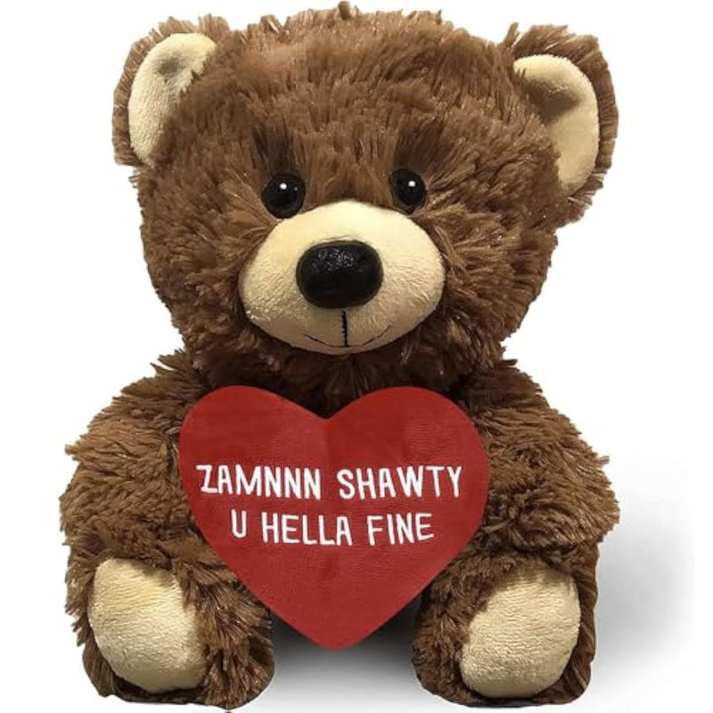 Zamnnn Sha U Hella Fine - 10" Teddy Bear & Gift Bag - Funny Stuffed Animal Plush Gift For Girlfriend, Boyfriend, Best Friend - Birthday, Engagement, Valentines, Anniversary, Wedding - Witty Bears