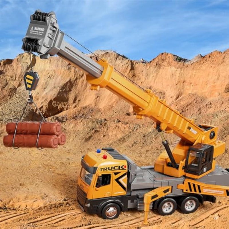 Kids Toys For 3 4 5 6 7 Years Old Boys, Die-Cast Construction Toys Set W/Lights & Sounds, 29In Crane Arm Alloy Engineering Construction Vehicles Truck Toys, Classics Crane Truck Model