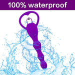 Vibrating Anal Beads Butt Plug, Graduated Design Silicone Anal Vibrator Waterproof G-Spot Anal Sex Toy For Men, Women And Couples (Pink) (Purple)