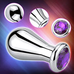 Big Anal Butt Plug,Bulb-Shaped Metal Anal Plug With Purple Gemstones, Anal Toys For Prostate Massage And Sphincter Stretching, Anal Sex Toys For Men Women Couples (L)
