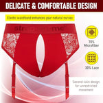 Harness Diva Red - Adult Sex Toys With Lace & Microfiber, Delicacy, Elegance, And Comfort. Ideal For Pegging Or Strap On Toys For Lesbians, Adjustable Strap & Stretchable