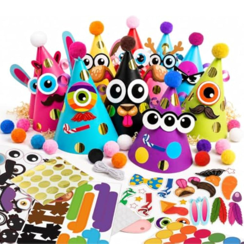 Kids Animal Party Hat Craft Kit with Stickers for Holiday & Party Activities