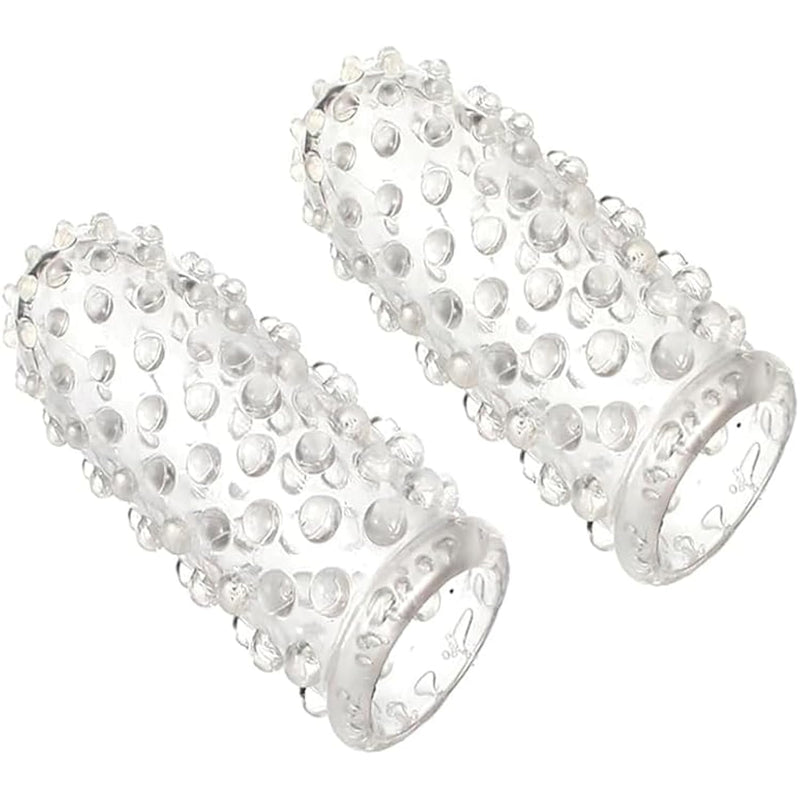2Pcs Finger Sleeves Transparent Silicone G-Spot Finger Sleeves Vibrator Accessories Nipple Clitoral Stimulator Finger Cot For Adult Women Men Gay Couples Sm Game Bedroom