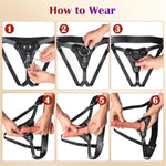 Strap On Dildo Harness Adult Sex Toys For Women Men Pegging Dildo,Adjustable Waist And Thigh Soft Nylon Vegan Leather Belt With 3 Size Metal O-Rings For Lesbian Gay Couple Vaginal Anal Play