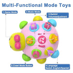 Baby Musical Ladybug Crawling Toys,Baby Toy 6-12 Months With Light-Up Music, Early Educational Learning Toy, Infant Gift Toys For 7 8 9 10 11 Months 1-2 Years Old Newborn Girls (Pink)