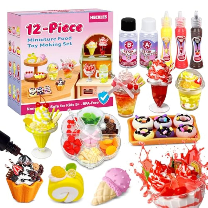 12-Piece Miniature Food Toy Making Set - Diy Tiny Play Food For Kids 5+ | Non-Edible, Pretend Kitchen Play For Little Chefs | Birthday Gifts And Party Favors To Spark Creativity And Imagination