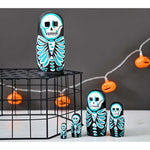 Skull Nesting Dolls Wooden Matryoshka Russian Doll Handmade Stacking Toy Set 5 Pieces For Kids