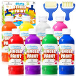 8 Color Washable Finger Paint Set for Kids, 8 oz Non-Toxic Large Bottles