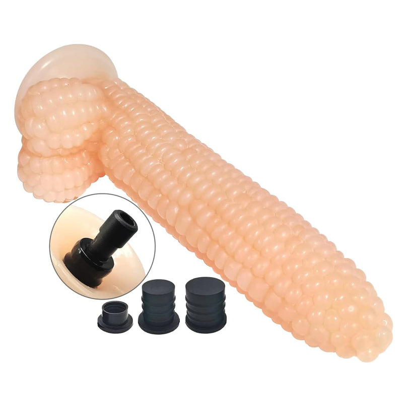 G-Spot Bumps Dildo With Massage Gun Adapter Sex Machine Thrusting Vegetable Penis Big Cock Adult Sex Toy For Vaginal & Anal Stimulation(Flesh)