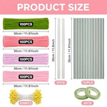 400PCS Pink Chenille Stems Craft Kit for DIY Flower Making Supplies