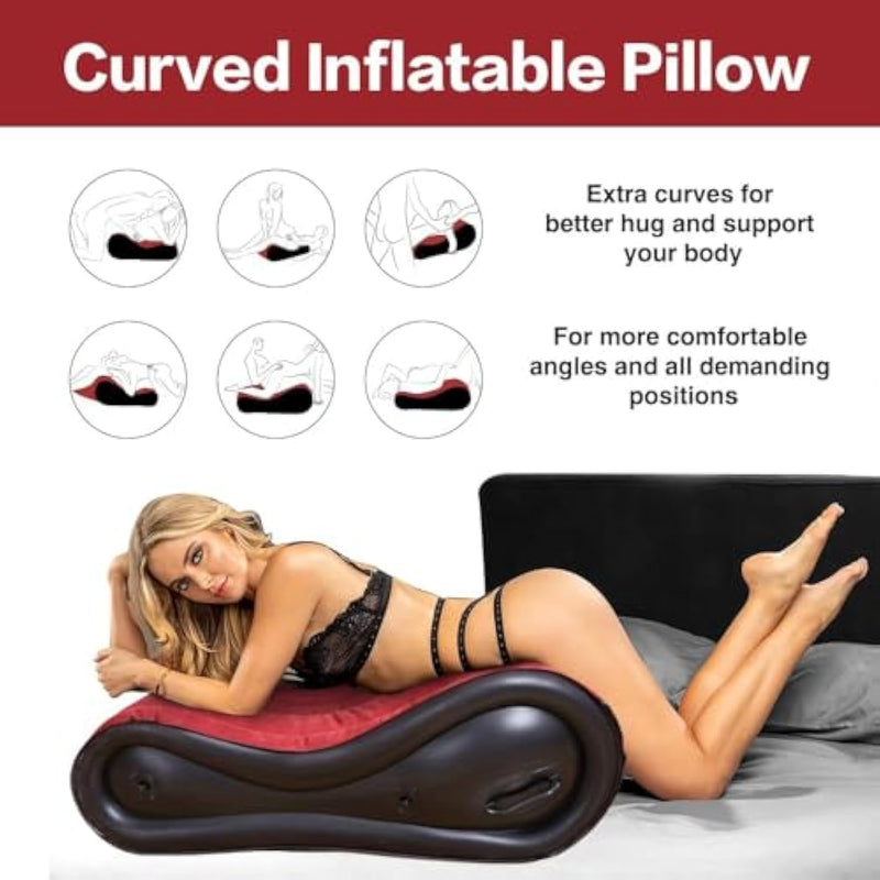 Sex Pillow Cushion With Handrail,Inflatable Furniture For Couple Deep Position Support,Sex Chair Portable Mount Stool Elastic Furniture For Adult Male Female Couples Support Deeper Position