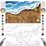 2 Pack Paint And Sip Canvas Painting Kit Pre Drawn Canvas For Painting For Adults Stretched Canvas Couples Games Date Night Summer Beach Vows Anniversary Paint Party Supplies Favor 8X10