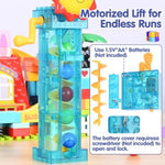 Kid Marble Run Building Blocks With Elevator Spiral Lift,Gift Toy Bricks Marble Maze Ball Race Track Set With Motorized Elevator,Big Blocks Educational Stem For 3 4 5 6 7 8 Year Old Boys Girls
