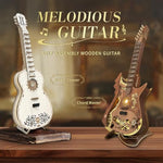 3D Wooden Guitar Mechanical Model Kit for Adults, DIY Gear Puzzle & Craft Set