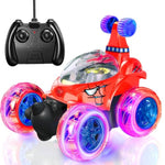 Spider Remote Control Car For Kids 3 4-8 Years Old-Remote Control Stunt Car With Lights & Music 360° Rotation Rc Vehicle Great, Red