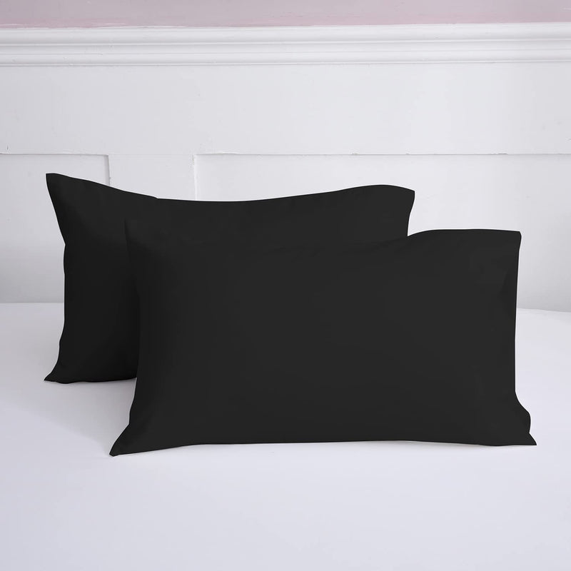 Pillow Cases Queen, 2 Pack Black Microfiber Pillow Case With 2000 Thread Count