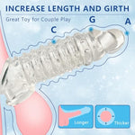 Reusable Penis Sleeve With Cock Ring Sex Toys,Ultra-Soft Silicone Penis Cuff Thickened Testicle Ring Male Adult Sex Toys,Penis Extender And Penis Enlarger For Men (Transparent)