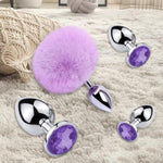 Anal Plug Sex Toys Games For Women,4 Pcs Stainless Steel Butt Plug Fox Tail Butt Plugs Trainer Silicone Anal Plugs For Adult Sex Toy For Couple Anal Training Set(Light Purple)