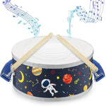 1 Pc Kids Drum Set, 8 Inch Toddler Drum Wooden Toy With Adjustable Strap And 2 Drumsticks, Educational Sensory Musical Instrument For Toddlers Kid Baby Boys Girls Gift(Space)