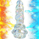 Anal Beaded Glass Anal Plug - Crystal Glass Anal Plug With Rose Round Base, G Spot Bum Plug Anal Dilator Masturbation Sex Toy For Men Women Gay Lesbian Couples Play