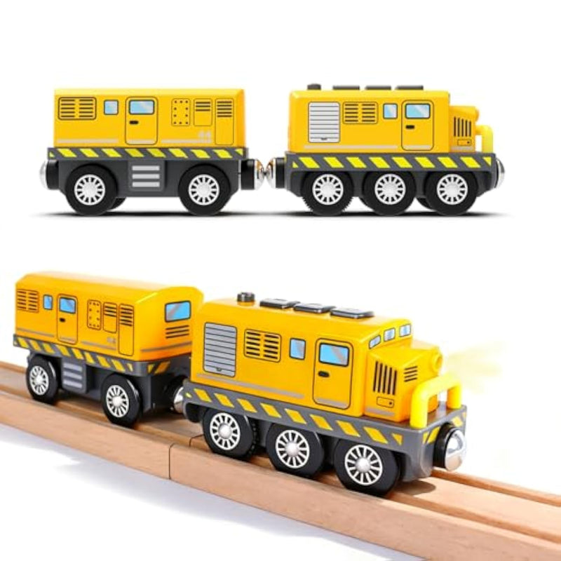 Battery Powered Train For Wooden Tracks, Powerful Engine Locomotive Train Compatible With Thomas & Brio, Motorized Traintoy Set Gift For Boys Toddler Ages 3+