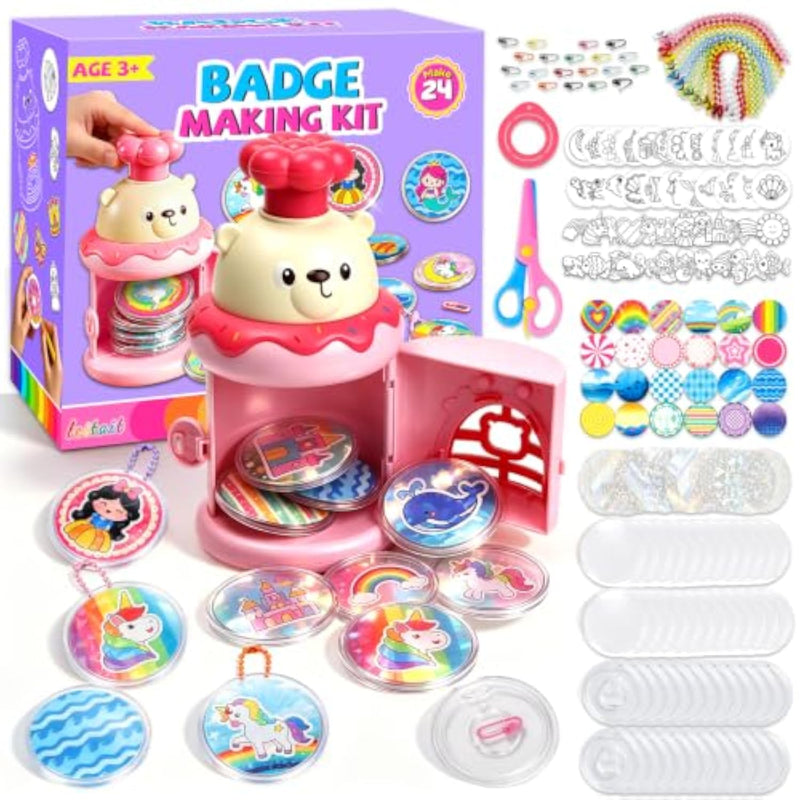 24pcs DIY Badge Making Kit for Kids Girls, Reusable Art and Craft Kit