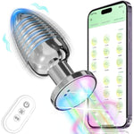 Adult Anal Plug Sex Toy, Vibrating Anal Butt Plug, Light Up But Plug With App And Remote Controlled Vibrator, Stainless Steel Anal Toys Jewel Glow In The Dark For Men And Women