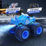 Remote Control Monster Car, 2.4Ghz Rc Monster Trucks Toys For 3 4 5 6 7 8 Years Old Boys Kids, All Terrain Rc Truck Off Road With Spray, Light, Rechargeable Battery, Christmas Birthday Gifts