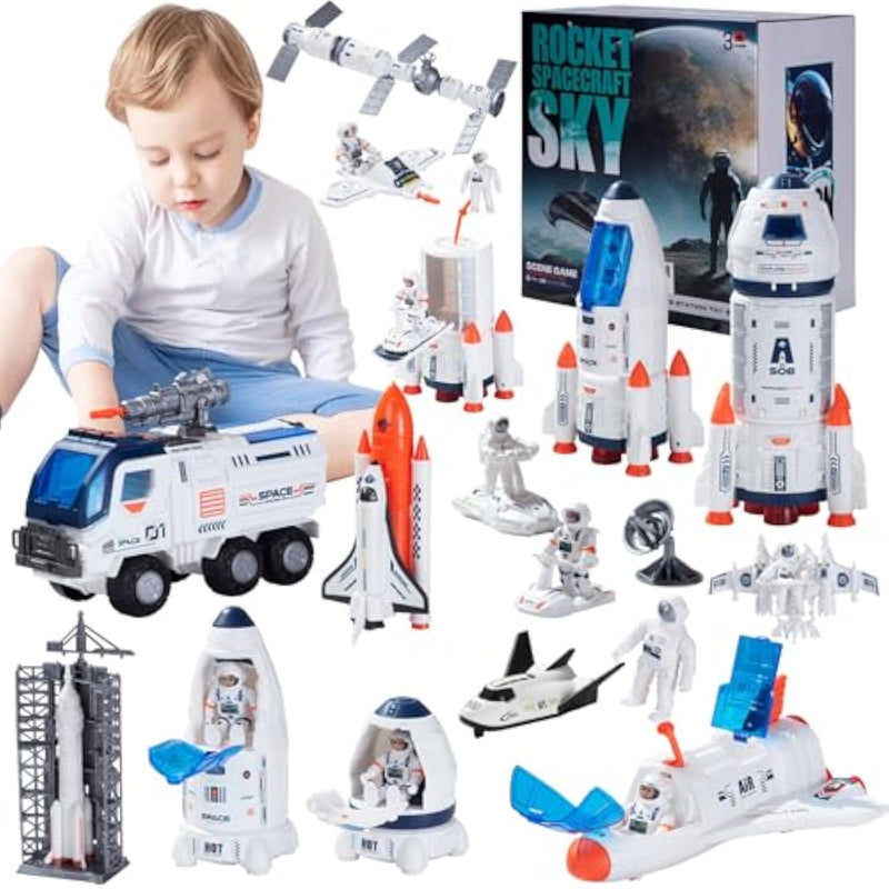 Large Space Exploration Astronaut Kids Toy, Rocket & Shuttle With Light/Sound & Spray Effects, Outer Space Playset Series